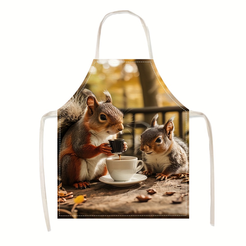 Kitchen Baking Gift Ideas - Tablier en lin imprimé scène d'écureuil