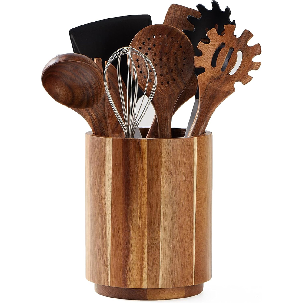 Kitchen Utensils - Porte-ustensiles en bois d'acacia pour comptoir